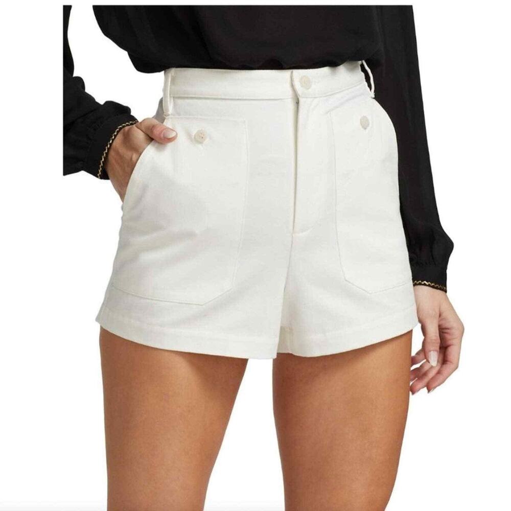 Nili Lotan Tailored Resort Minimalist Costal High Rise Shorts in White, Size 8